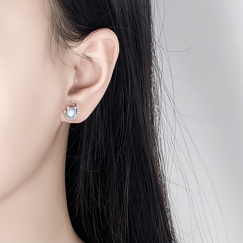 Moonstone Interstellar Cat Necklace & Earrings Set